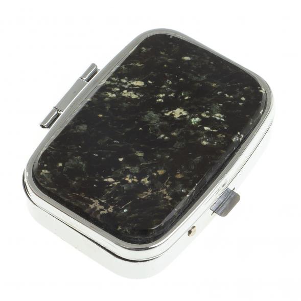 Таблетница на 2 отделения камень мусковит цвет серебро 122764
