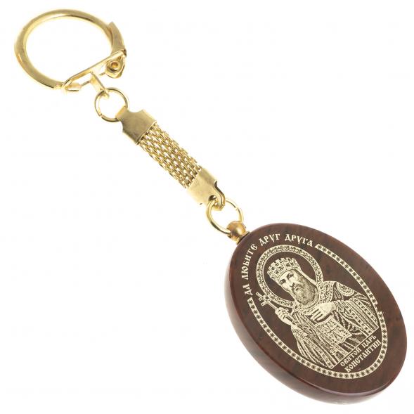 Брелок-оберег с молитвой &amp;quot;Святой царь Константин&amp;quot; камень обсидиан 123142