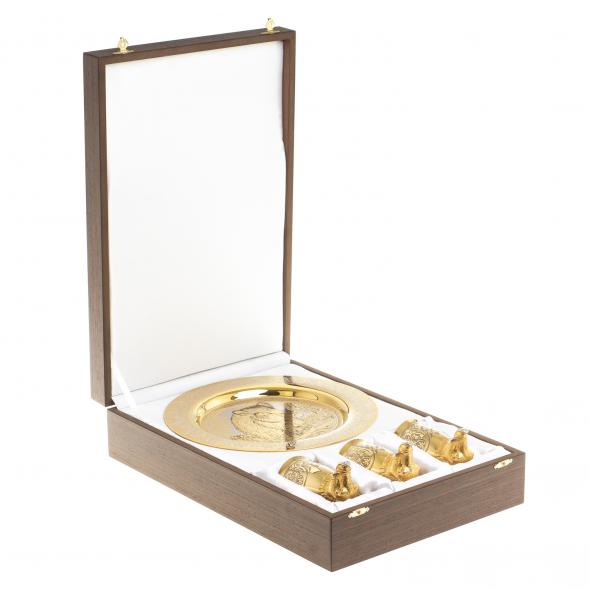 Подарочный набор &amp;quot;Кабан&amp;quot; тарелка и 3 стопки перевертыша Златоуст 123690