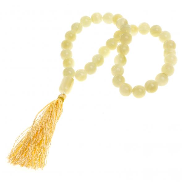 Четки из зеленого оникса 35 бусин круглые с кисточкой 123964