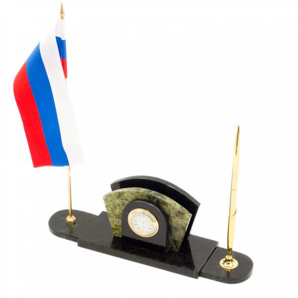 Визитница с флагом России из змеевика 114016