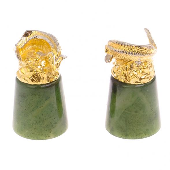 Стопки перевертыши &amp;quot;Осетры&amp;quot; 2 шт нефрит бронза Златоуст 125337