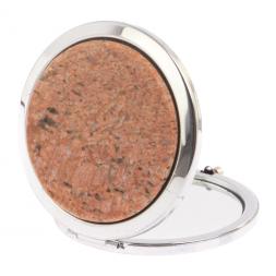 Зеркало круглое из камня пегматит цвет серебро