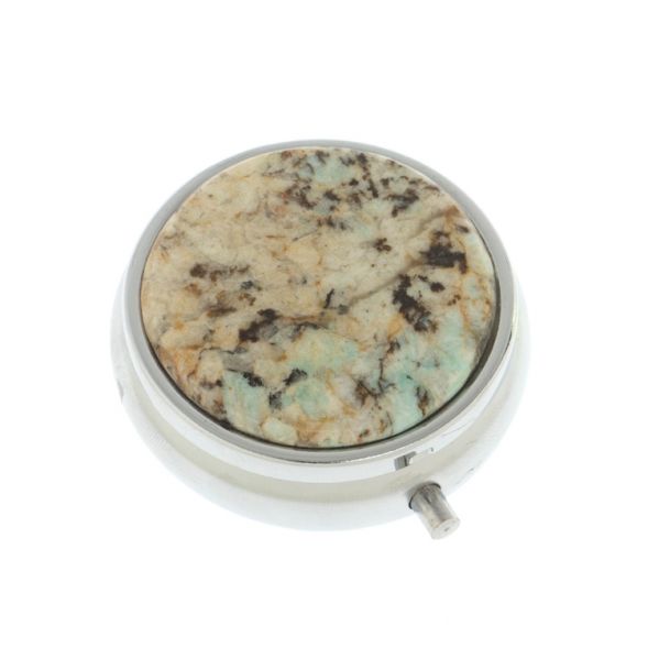 Таблетница на 3 отсека камень амазонит дымчатый кварц цвет серебро 127812