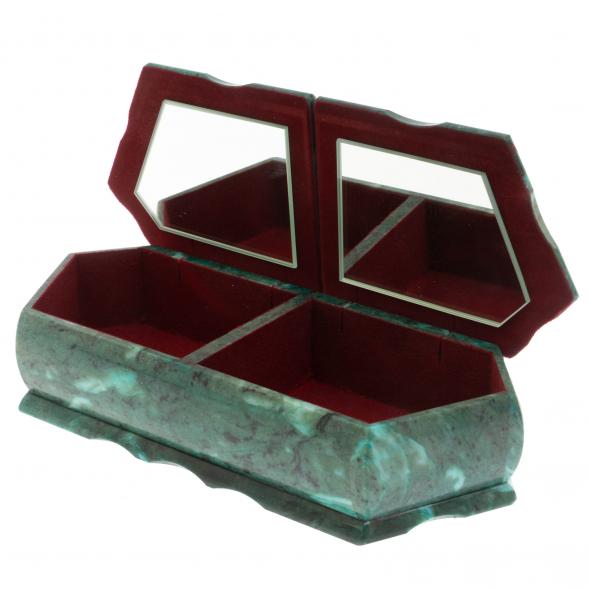 Шкатулка на два отделения &amp;quot;Хозяйка медной горы и осенний пейзаж&amp;quot; из змеевика 29х11,5х7 см 129671