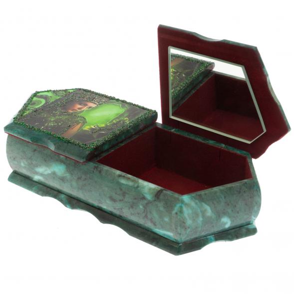 Шкатулка на два отделения &amp;quot;Хозяйка медной горы и осенний пейзаж&amp;quot; из змеевика 29х11,5х7 см 129671
