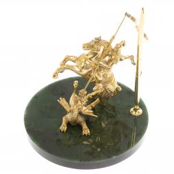 Статуэтка "Георгий Победоносец" с подставкой под ручку на нефрите 18х18х18 см