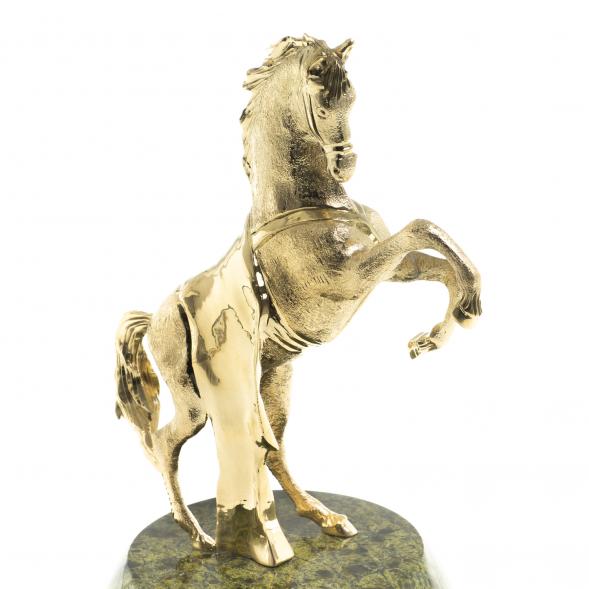 Статуэтка из бронзы &amp;quot;Конь на дыбах&amp;quot; на подставке из змеевика 123321