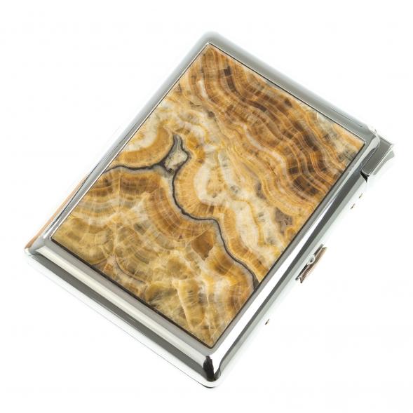 Портсигар на 20 сигарет с зажигалкой камень оникс 123418