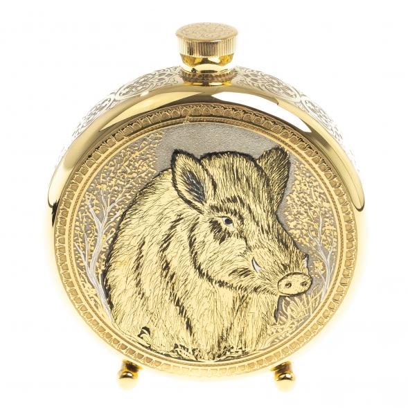 Подарочный набор &amp;quot;Кабан&amp;quot; фляжка и 3 стопки перевертыша Златоуст 123691