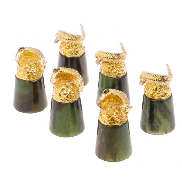 Стопки перевертыши &amp;quot;Осетры&amp;quot; 6 шт нефрит бронза Златоуст 125338