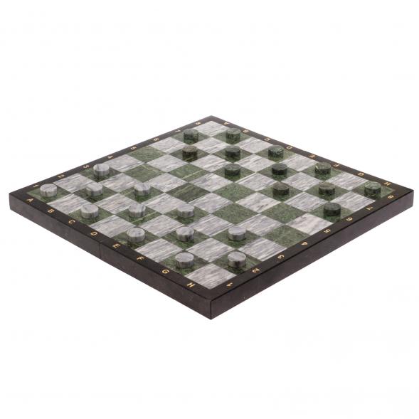 Набор игр &amp;quot;Герб России&amp;quot; 3 в 1: шахматы, шашки, нарды камень змеевик мрамор 126563