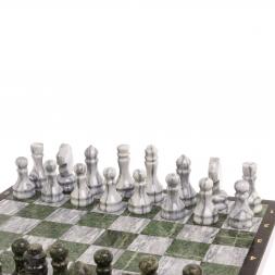 Набор игр &amp;quot;Герб России&amp;quot; 3 в 1: шахматы, шашки, нарды камень змеевик мрамор