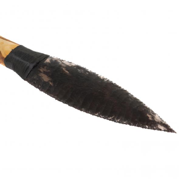 Нож каменный из обсидиана рукоять дерево 28х6х3,5 см 126785