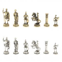 Шахматы турнирные &amp;quot;Римские воины&amp;quot; из мрамора и змеевика 28х28 см