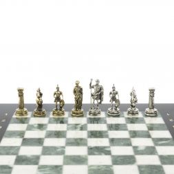 Шахматы турнирные &amp;quot;Римские воины&amp;quot; из мрамора и змеевика 28х28 см