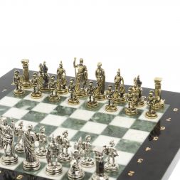 Шахматы турнирные &amp;quot;Римские воины&amp;quot; из мрамора и змеевика 28х28 см