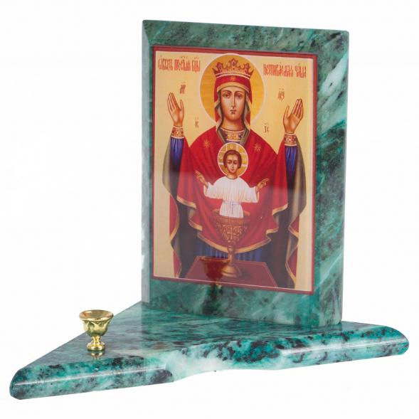 Икона с подсвечником Неупиваемая Чаша средняя змеевик 12х12х13 см 119142