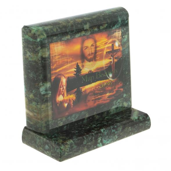 Икона настольная Мир Вашему дому малая змеевик 7,5х6,5х8 см 119974