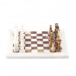 Шахматы из камня "Школьные" камень оникс мрамор 25х25 см