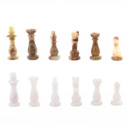 Шахматы из камня "Школьные" камень оникс мрамор 25х25 см