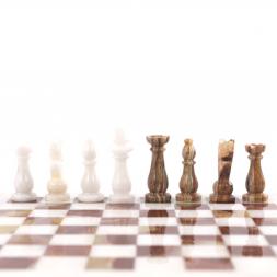 Шахматы из камня "Школьные" камень оникс мрамор 25х25 см