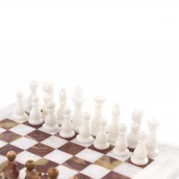 Шахматы из камня "Школьные" камень оникс мрамор 25х25 см