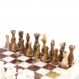 Шахматы из камня "Школьные" камень оникс мрамор 25х25 см