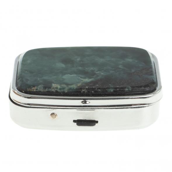 Таблетница на 2 отделения камень офит цвет серебро 122765