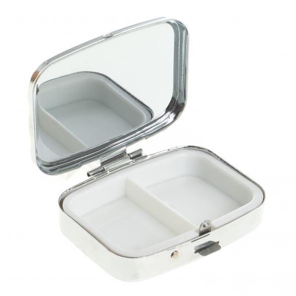 Таблетница на 2 отделения камень офит цвет серебро 122765