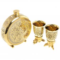 Подарочный набор "Кабан" фляжка и 2 стопки перевертыша Златоуст