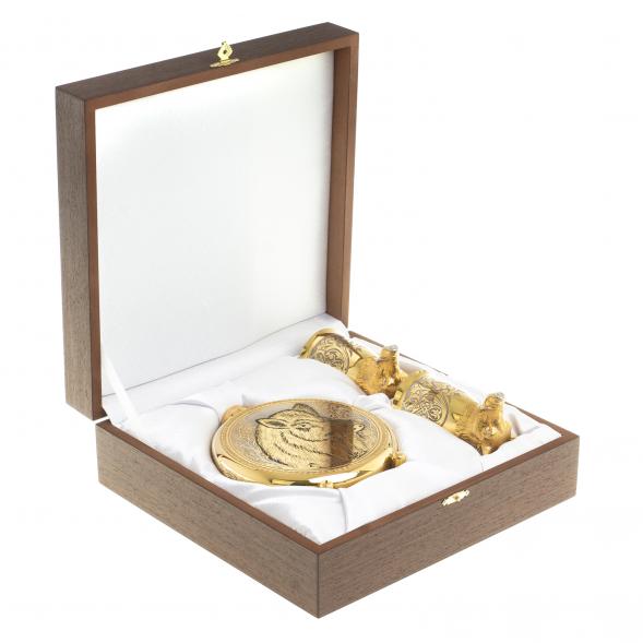 Подарочный набор &amp;quot;Кабан&amp;quot; фляжка и 2 стопки перевертыша Златоуст 123692