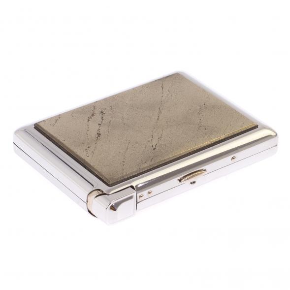 Портсигар на 20 сигарет с зажигалкой камень пирит 126174