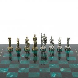 Шахматы подарочные &amp;quot;Римские воины&amp;quot; из змеевика 28х28 см
