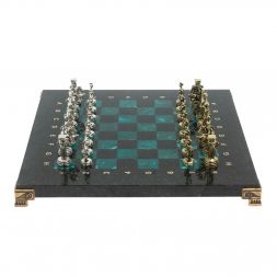 Шахматы подарочные &amp;quot;Римские воины&amp;quot; из змеевика 28х28 см