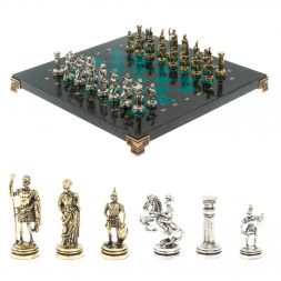 Шахматы подарочные &amp;quot;Римские воины&amp;quot; из змеевика 28х28 см
