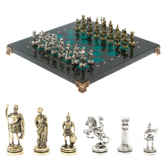 Шахматы подарочные &amp;quot;Римские воины&amp;quot; из змеевика 28х28 см 127735
