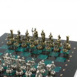 Шахматы подарочные &amp;quot;Римские воины&amp;quot; из змеевика 28х28 см