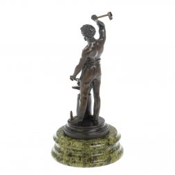 Статуэтка из бронзы "Кузнец" змеевик