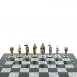 Шахматы &amp;quot;Рыцари крестоносцы&amp;quot; 44х44 см из змеевика и серого мрамора