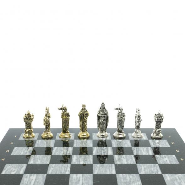 Шахматы &amp;quot;Рыцари крестоносцы&amp;quot; 44х44 см из змеевика и серого мрамора 128280