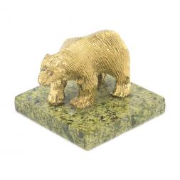 Статуэтка из бронзы на подставке из змеевика &amp;quot;Белый медведь&amp;quot;