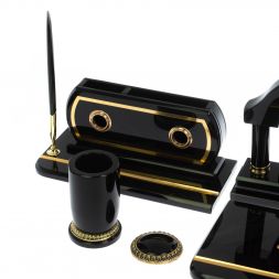 Настольный набор "Арка" из черного обсидина