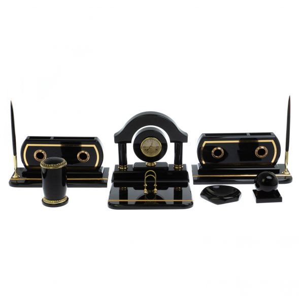 Настольный набор &amp;quot;Арка&amp;quot; из черного обсидина 129102