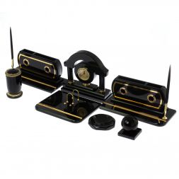 Настольный набор "Арка" из черного обсидина