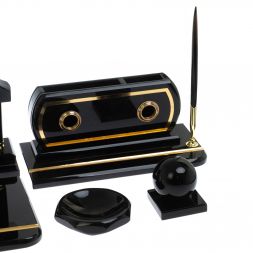 Настольный набор "Арка" из черного обсидина