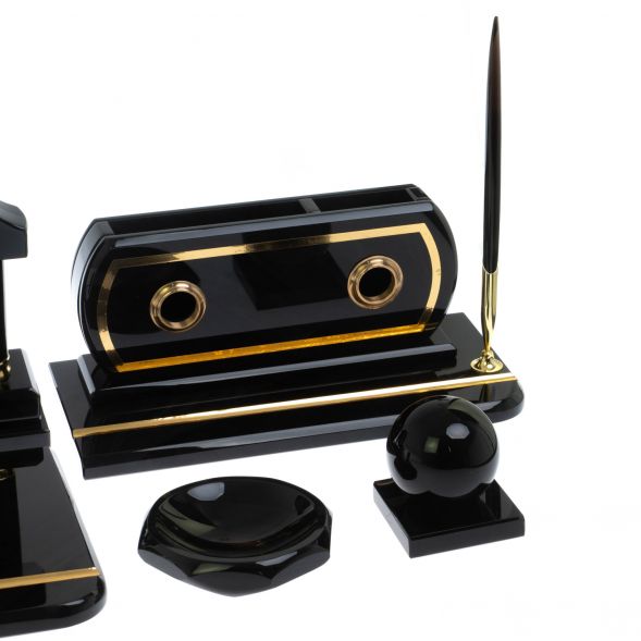 Настольный набор &amp;quot;Арка&amp;quot; из черного обсидина 129102