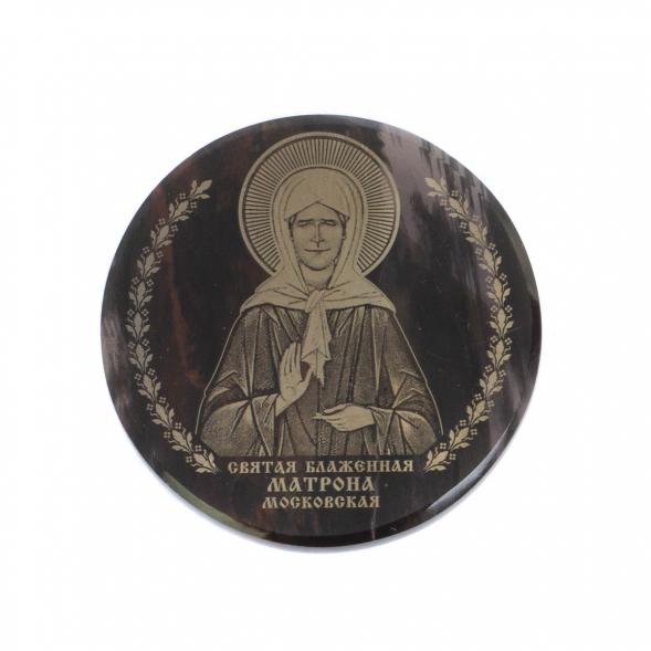 Икона автомобильная &amp;quot;Матрона Московская&amp;quot; обсидиан черный 47 мм 122014