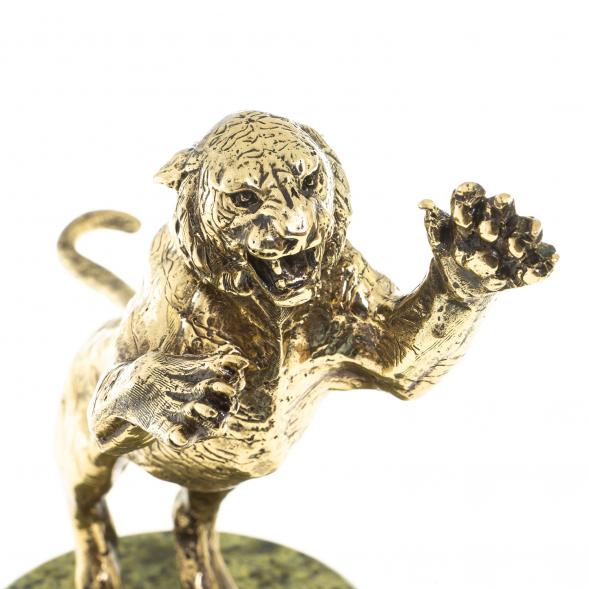 Статуэтка из бронзы &amp;quot;Тигр в прыжке&amp;quot; на подставке из змеевика 122505