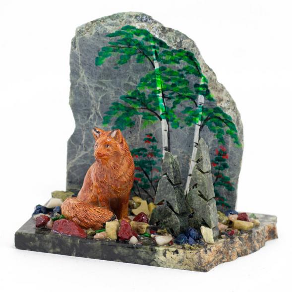 Сувенир &amp;quot;Лисица в лесу&amp;quot; змеевик 116081